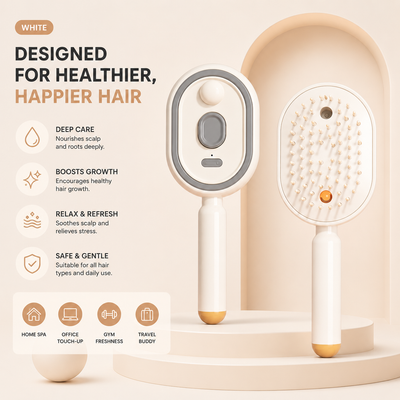 3-in-1 Mist Massage Self-Cleaning Hair Brush