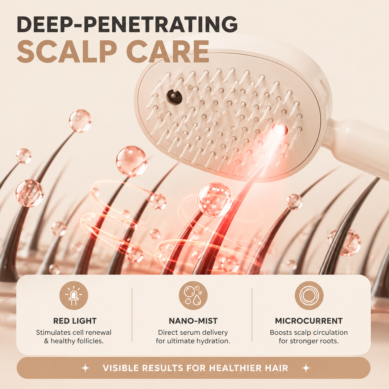 3-in-1 Mist Massage Self-Cleaning Hair Brush
